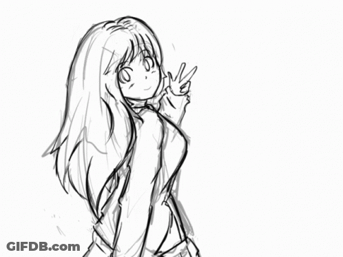 Long-Haired Girl Giving Peace Sign GIF