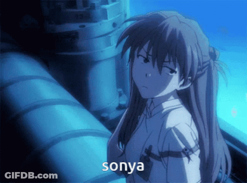 Long-Haired Girl In Front Of Pipe With Sonya GIF