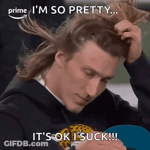 Long-Haired Man Holding Head Saying It's Ok I Suck GIF