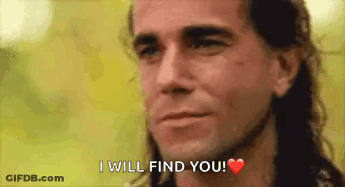 Long Haired Man Saying I Will Find You With Heart GIF