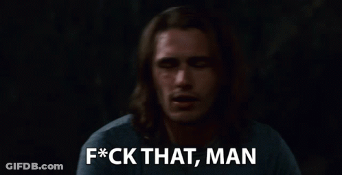 Long-Haired Man Says F*ck That In Dark Room GIF