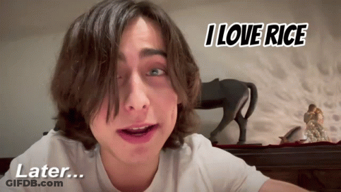 Long Haired Man Says I Love Rice And Later GIF