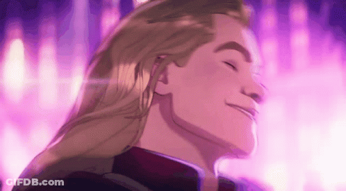 Long Haired Man Smiling With Eyes Closed In Pink GIF