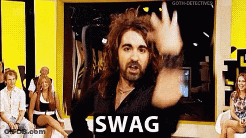 Long Haired Man With Beard Making Swag Gesture GIF