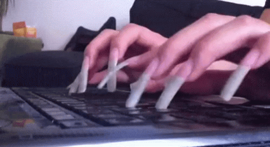 Long Natural Nails Typing GIF