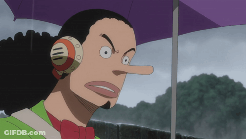 Long Nose Cartoon Holding Umbrella In Rain GIF