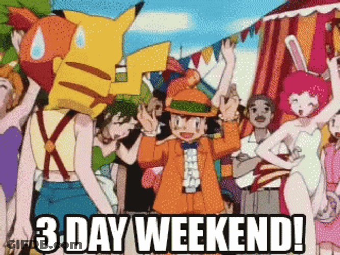 Long Weekend Pokemon Celebrating GIF