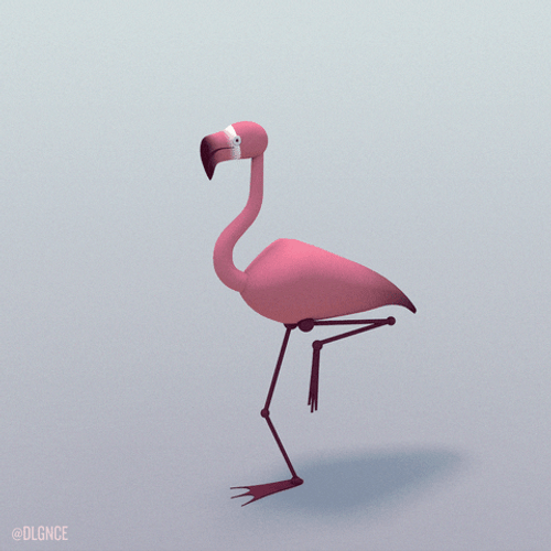 Look Away Animated Flamingo GIF