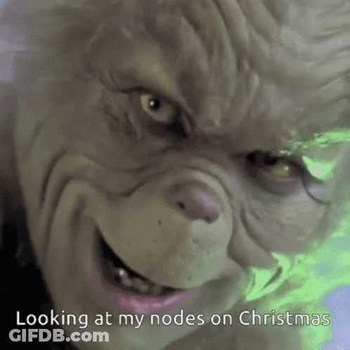 Looking At My Nodes On Christmas Is Written On A Picture Of A Grinch GIF