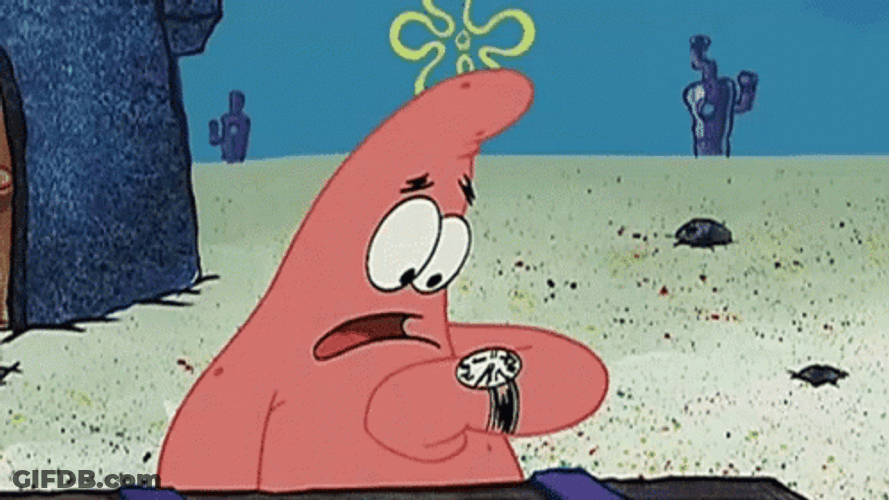 Looking At Watch Patrick Spongebob Time GIF