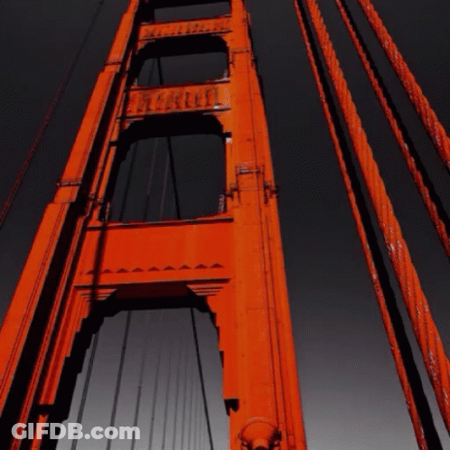 Looking Up At A Bridge With The Word Bridge On It GIF