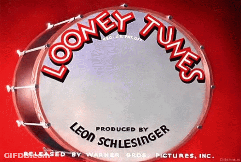 Looney Tunes Logo On Red Background GIF