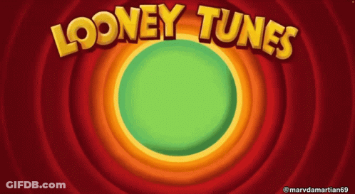 Looney Tunes Logo With A Green Circle In The Center GIF