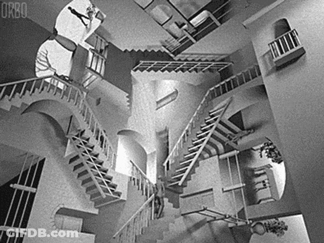 Loop Escher Relativity Staircase Confusion GIF