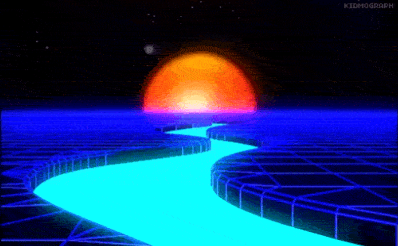 Loop Futuristic Retro Wave Grid GIF