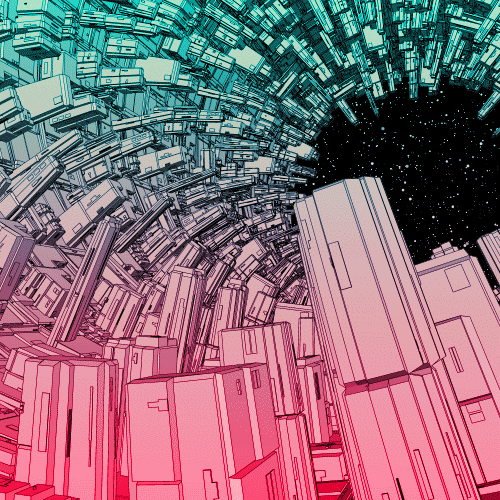 Loop Futuristic Space City GIF