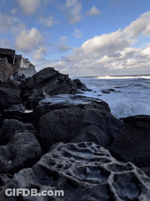 Looping Ocean Waves Crashing The Rocks GIF