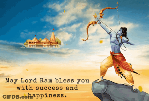Lord Ram With Phrase May Lord Ram Bless You With Success And Happiness GIF