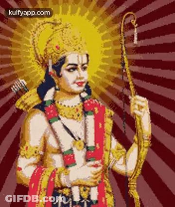 Lord Rama Holding Spear And Bow And Arrow GIF