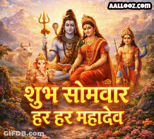 Lord Shiva And Family With Aallooz.com Message GIF