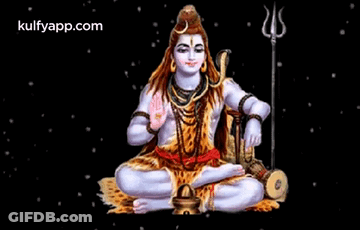 Lord Shiva Sitting In Lotus Position With Trident And Snake GIF