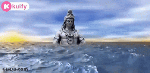 Lord Shiva Statue Floating On Water GIF
