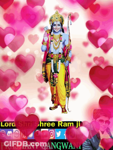 Lord Shri Shree Ram Ji Surrounded By Hearts GIF