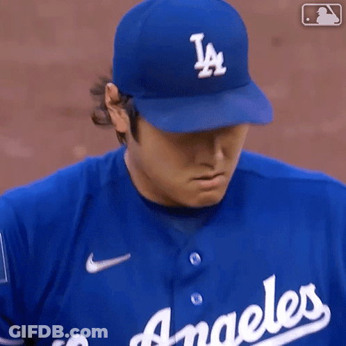 Los Angeles Dodgers Baseball Player In Blue Hat GIF