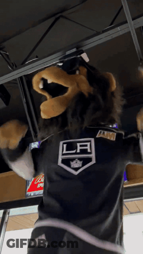 Los Angeles Kings Mascot In Black Shirt GIF