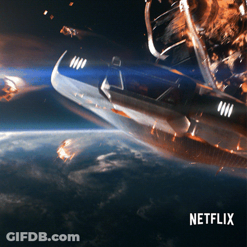 Lost In Space Jupiter 2 Dodging Explosion GIF