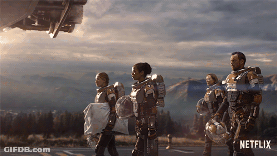 Lost In Space People Boarding Massive Spaceship GIF