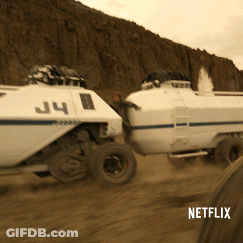 Lost In Space Speeding Land Rover Exploding GIF