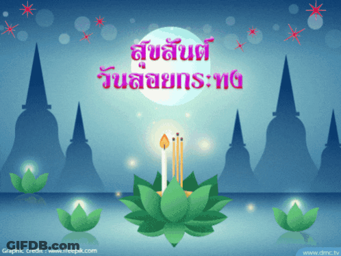 Lotus Flower With Candle GIF