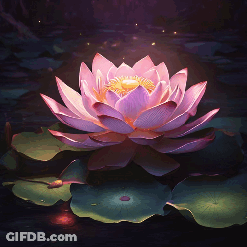 Lotus Flower With Yellow Center GIF