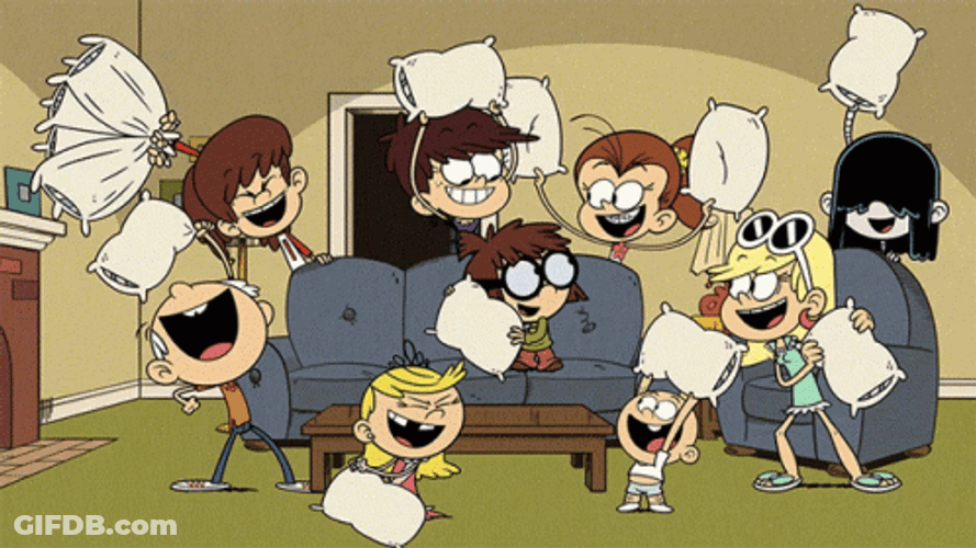 Loud Lucy Friends Pillow Fight GIF