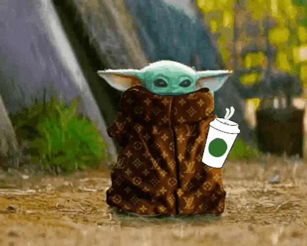 Louis Vuitton Baby Yoda Coffee GIF