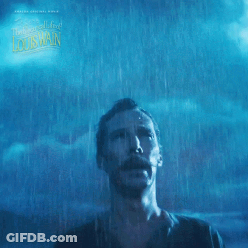Louisiana Musical Poster Man In Rain Looking Up GIF