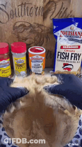 Louisiana Seasoned Crispy Fish Fry Pouring Into Bowl GIF