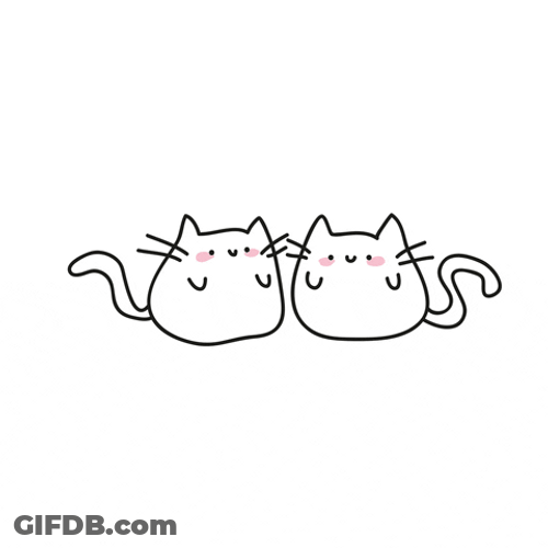 Lovable Kawaii Cat Couple GIF