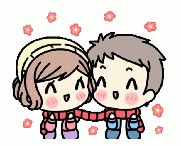 Love Cute Animated Cuddling Couple GIF