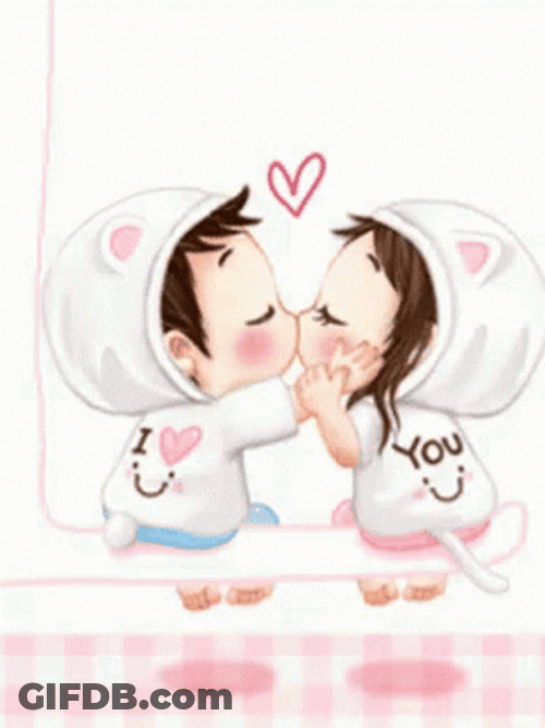 Love Cute Animated Kissing Couple GIF