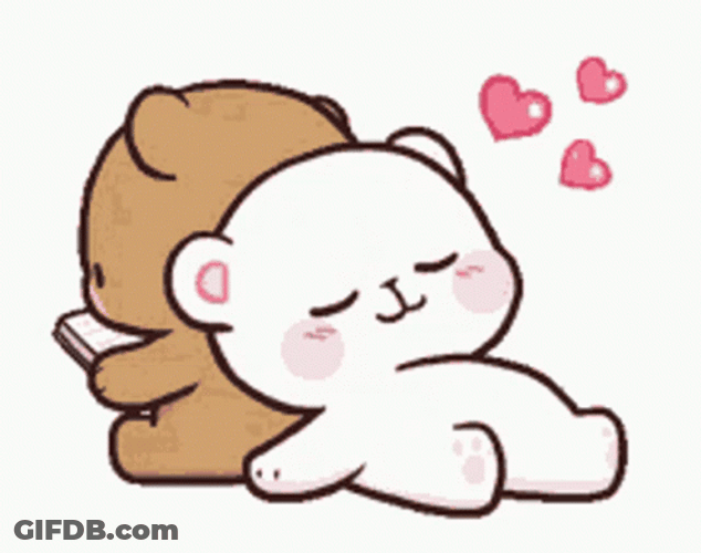 Love Cute Peach Leaning Goma Sticker Reading GIF