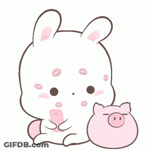 Love Cute Pig Kissing Molang Sticker GIF