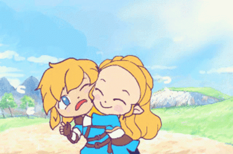 Love Hug Zelda And Link Chibi GIF