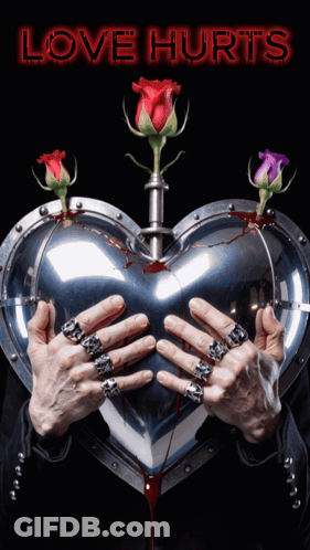 Love Hurts Movie Poster Man Holding Bloody Heart GIF