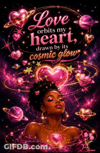 Love Orbits My Heart Poster With Cosmic Glow GIF
