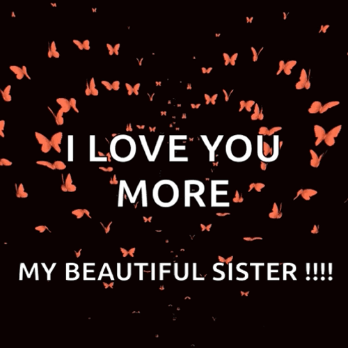 Love You Beautiful Sis Heart Butterfly GIF