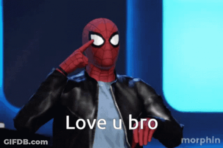 Love You Bro Spiderman Cartoon GIF
