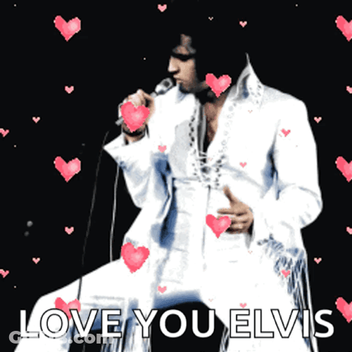 Love You Elvis Floating Hearts Artwork GIF