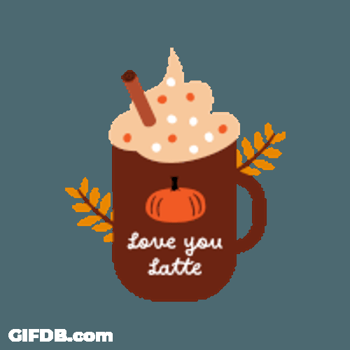 Love You Latte Pumpkin Spice Sticker GIF